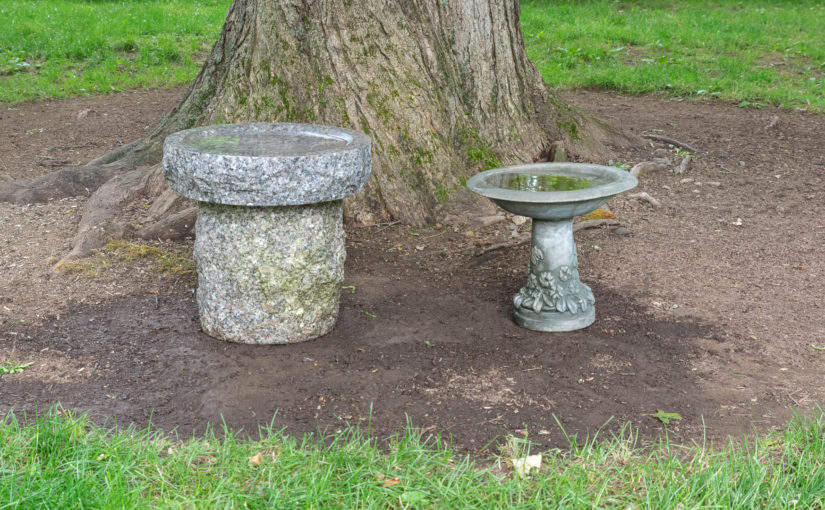 Granite Bird Bath and Garden Themed Bird Bath